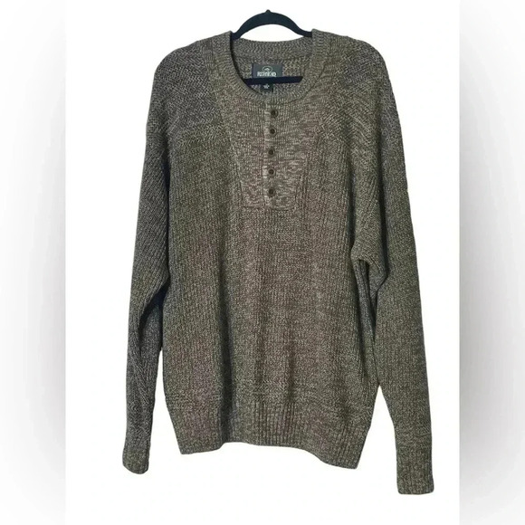 Red Head Men’s Brown Pullover Sweater With Buttons Size XL Cabin Outdoor Henley - Picture 2 of 10